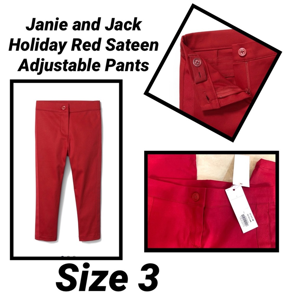 Janie and Jack Holiday Red Sateen Adjustable Pants